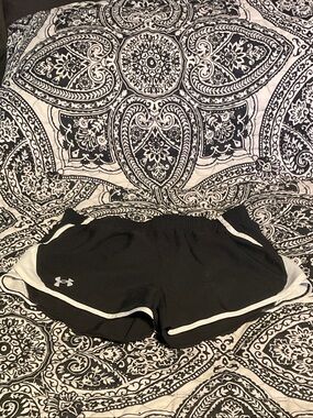 Under Armour Black Athletic Shorts with White Piping